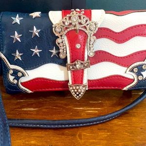 Red white and blue western wristlet/crossbody